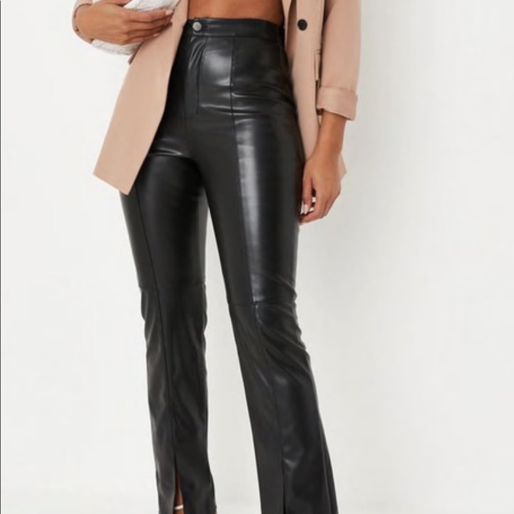 Faux Leather Front Split Pants - image 2